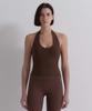 Obeleu Ribbed Pad Cup Halter Top - Brown