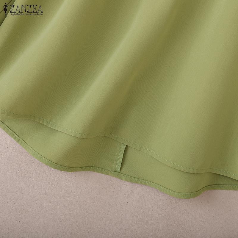 ZANZEA Women Casual Round Neck Solid Color Loose 3/4 Sleeve Blouse