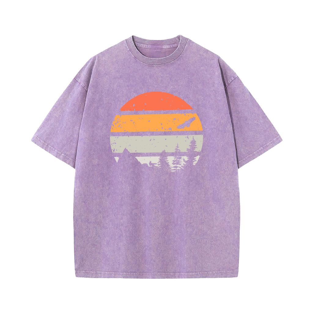Camiseta Informal Deportiva de Manga Corta con Estampado para Hombre y Cuello Redondo