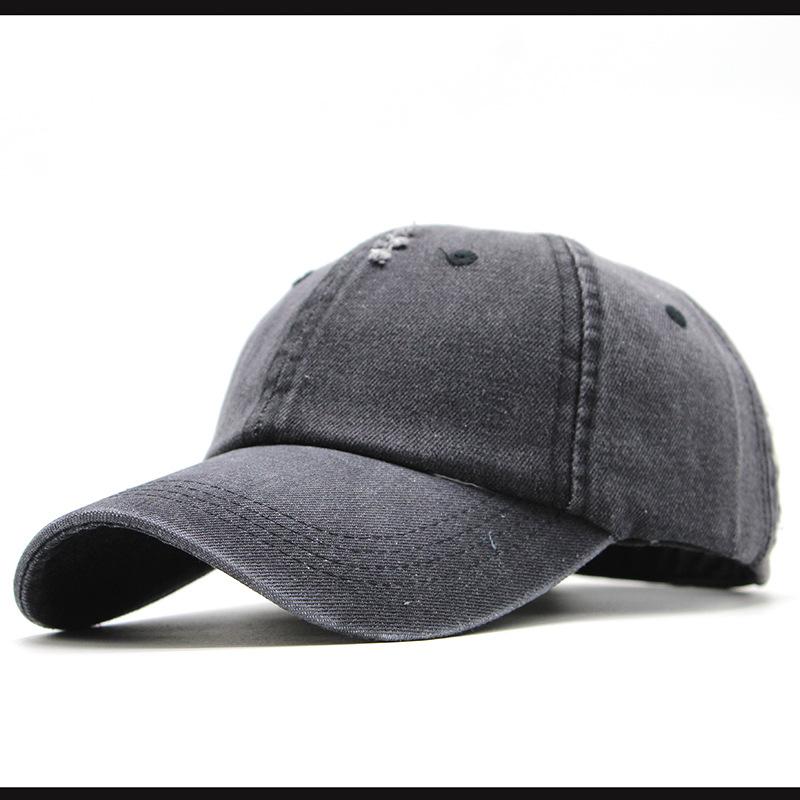 Retro Washed Cotton Denim Men'S Baseball Cap Ripped Baseball Cap Simple Light Board Cap Sun Hat Women