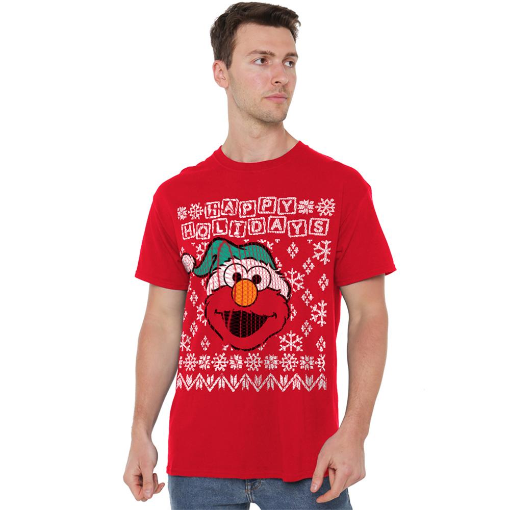 Sesame Street Unisex Adult Ugly Elmo Christmas T-Shirt