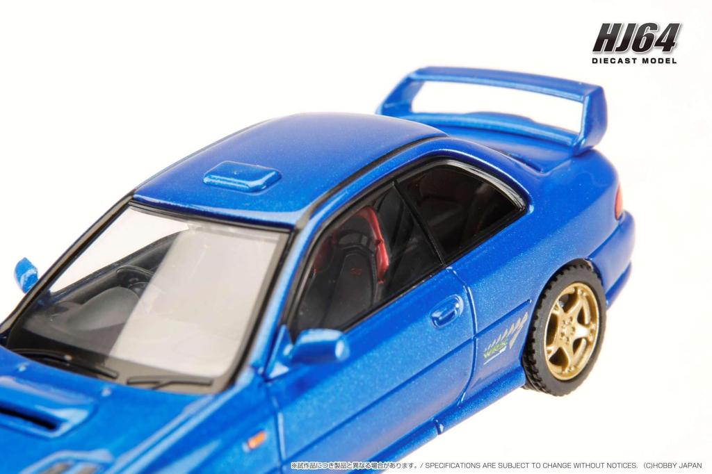 HJ64 Scale Subaru Impreza PURE SPORTS COUPE WRX type R STi Version V Limited Sonic Blue Mica Finished Model HJ641079FBL 1/64 (GC8)