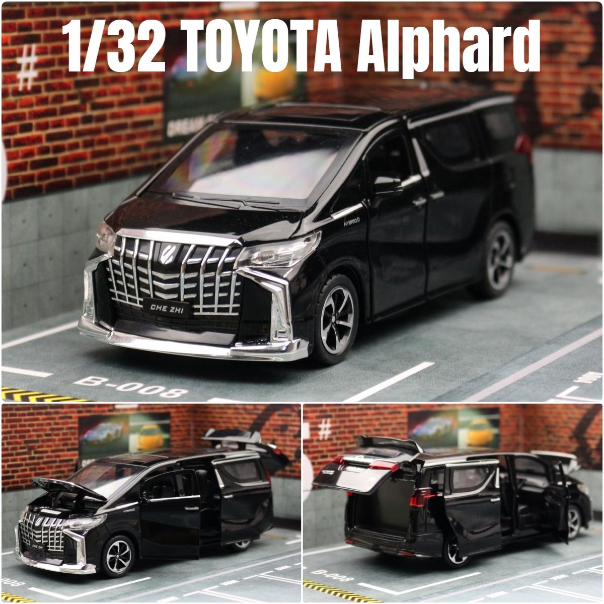 

1/32 Игрушечный автомобиль TOYOTA Alphard MPV для детей, литая модель минивэна, миниатюрный автомобиль с инерционным механизмом, звуком и светом, коллекционный подарок для мальчика чёрный