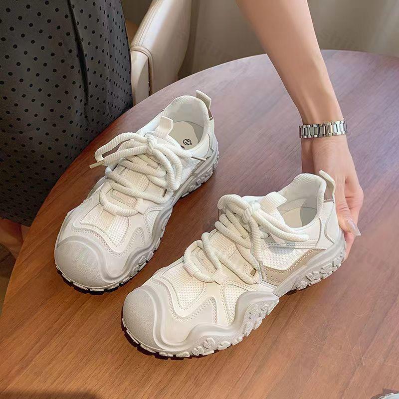 Fashion Women's White Sneakers 2025 New Spring Autumn Outdoor Breathable Running Shoes Lightweight Fashion Lace Up Non Slip Casual Shoes