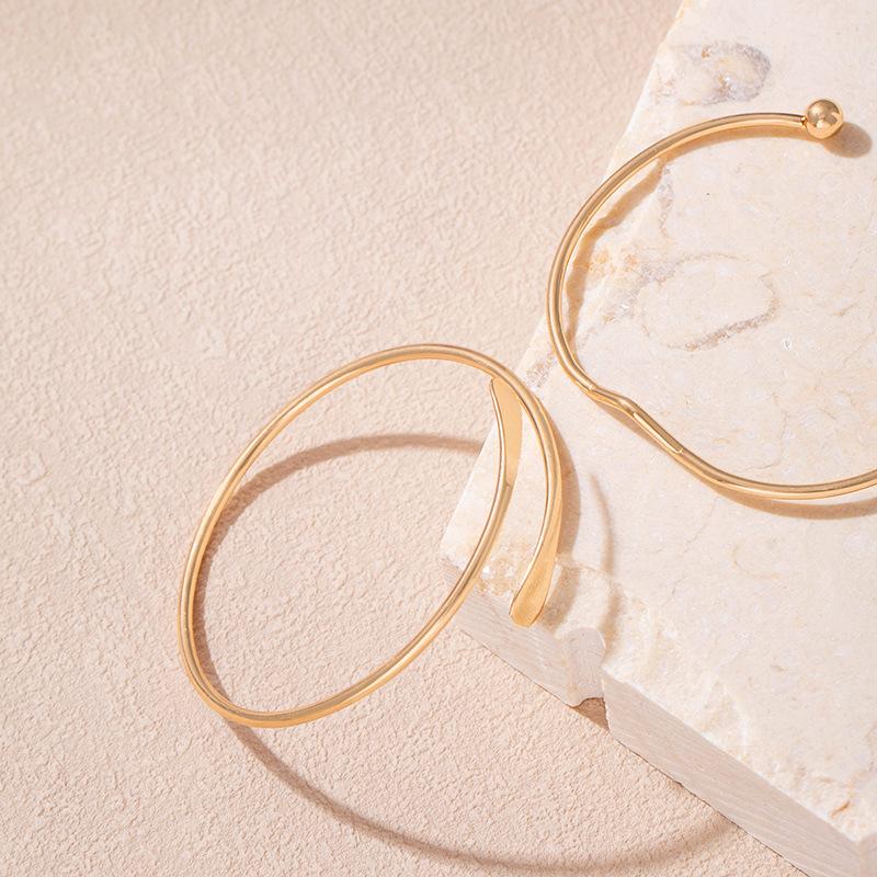 Bracelet rétro simple à chaîne épaisse, bracelet ouvert polyvalent à la mode, ensemble de bijoux à porter superposés