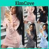 Long Winter Women Sleeve Fluffy Sweater Tops Ladies Party Bodycon Dress Jumper