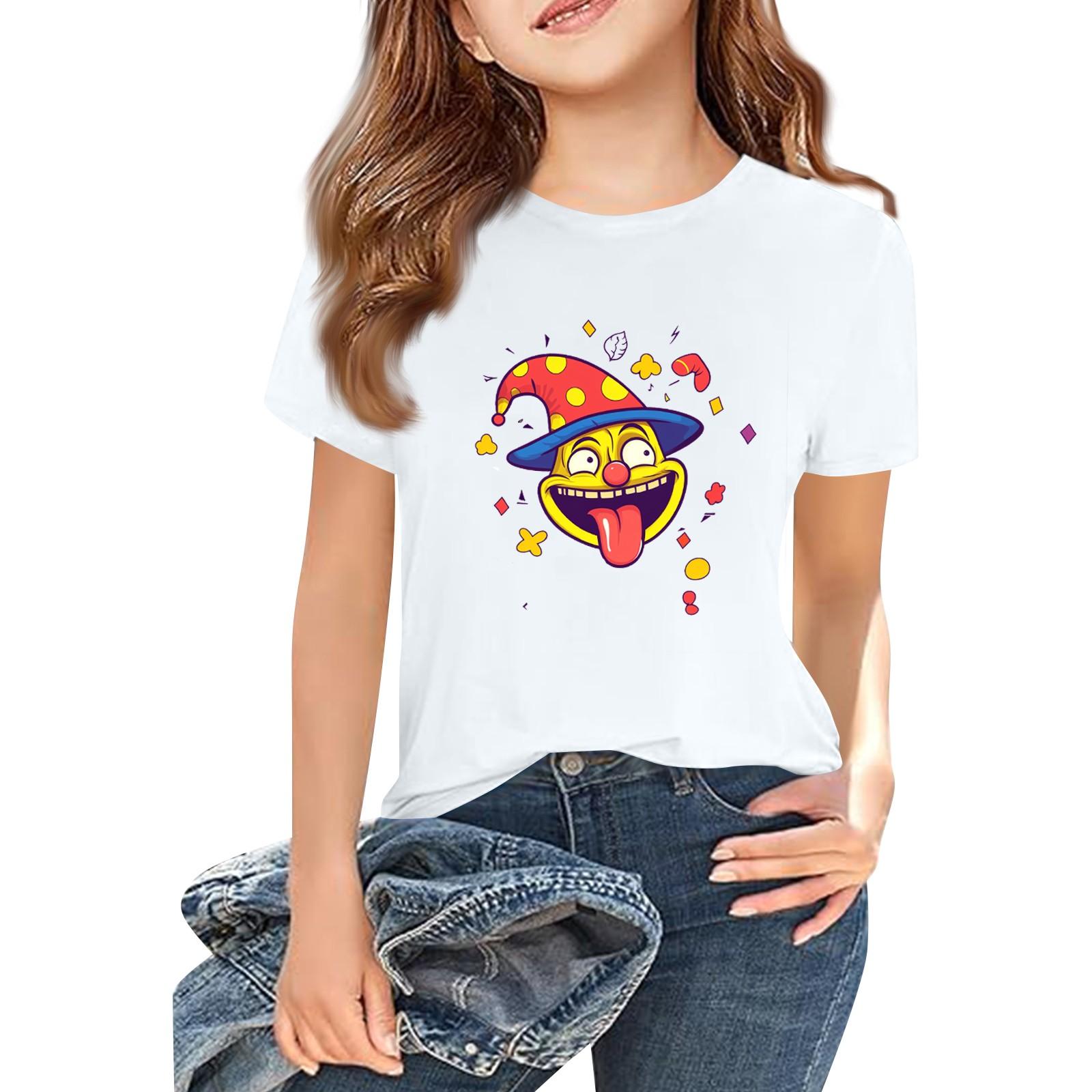 

Детская модная повседневная футболка с коротким рукавом и круглым вырезом с принтом 120 белый