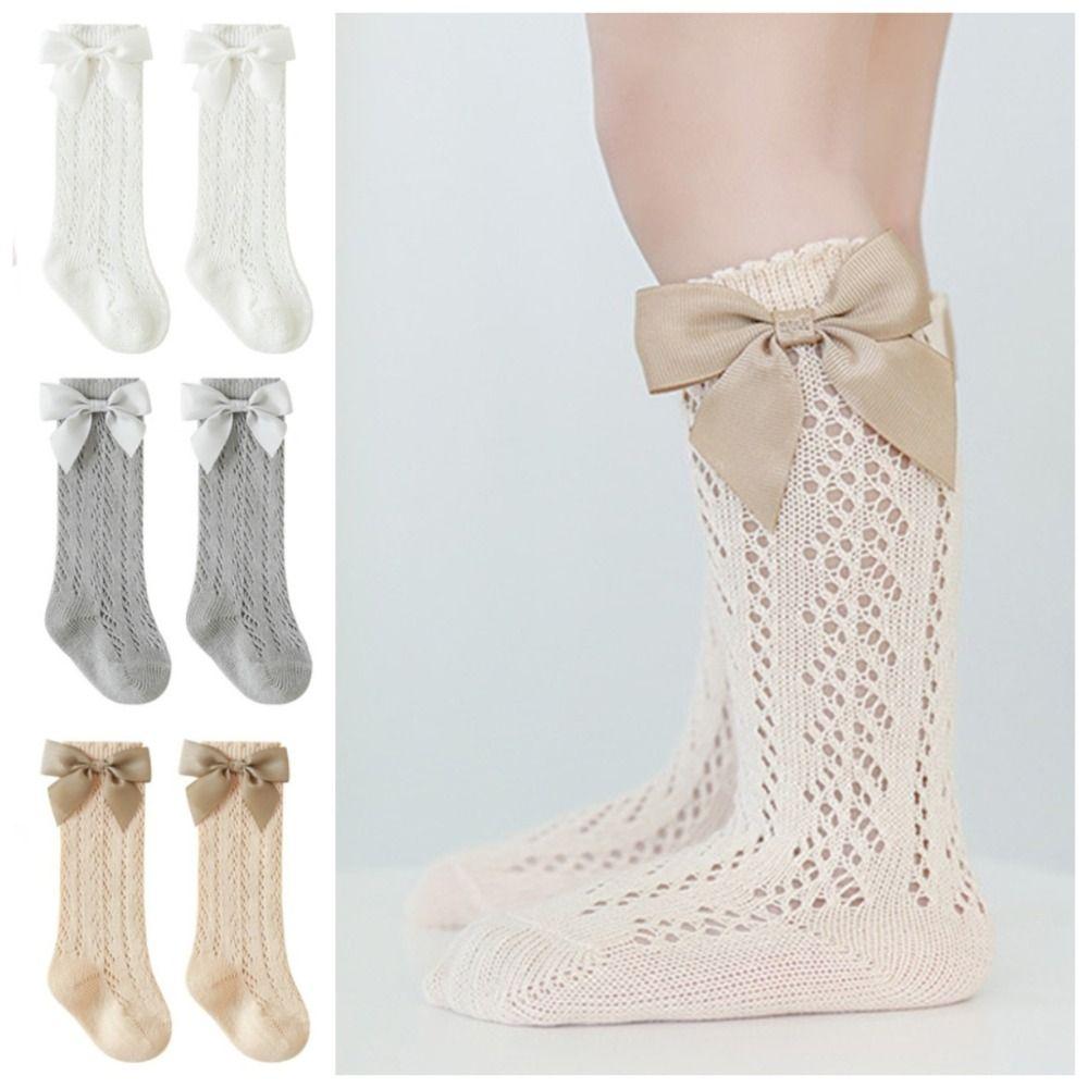 Bowknot Mesh Princess Socks Soft Children Long Tube Socks Stockings Girl's Cotton Socks  Lolita