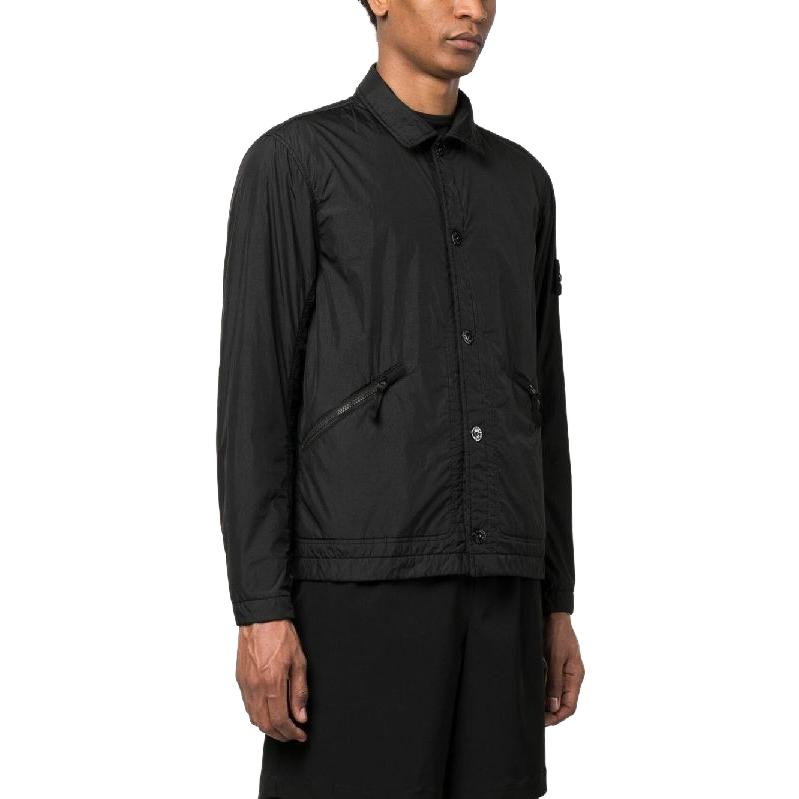 STONE ISLAND Chaqueta con Logo de Bolsillo Color Block SS23 Chaqueta para Hombre Negra 781542522-V0029