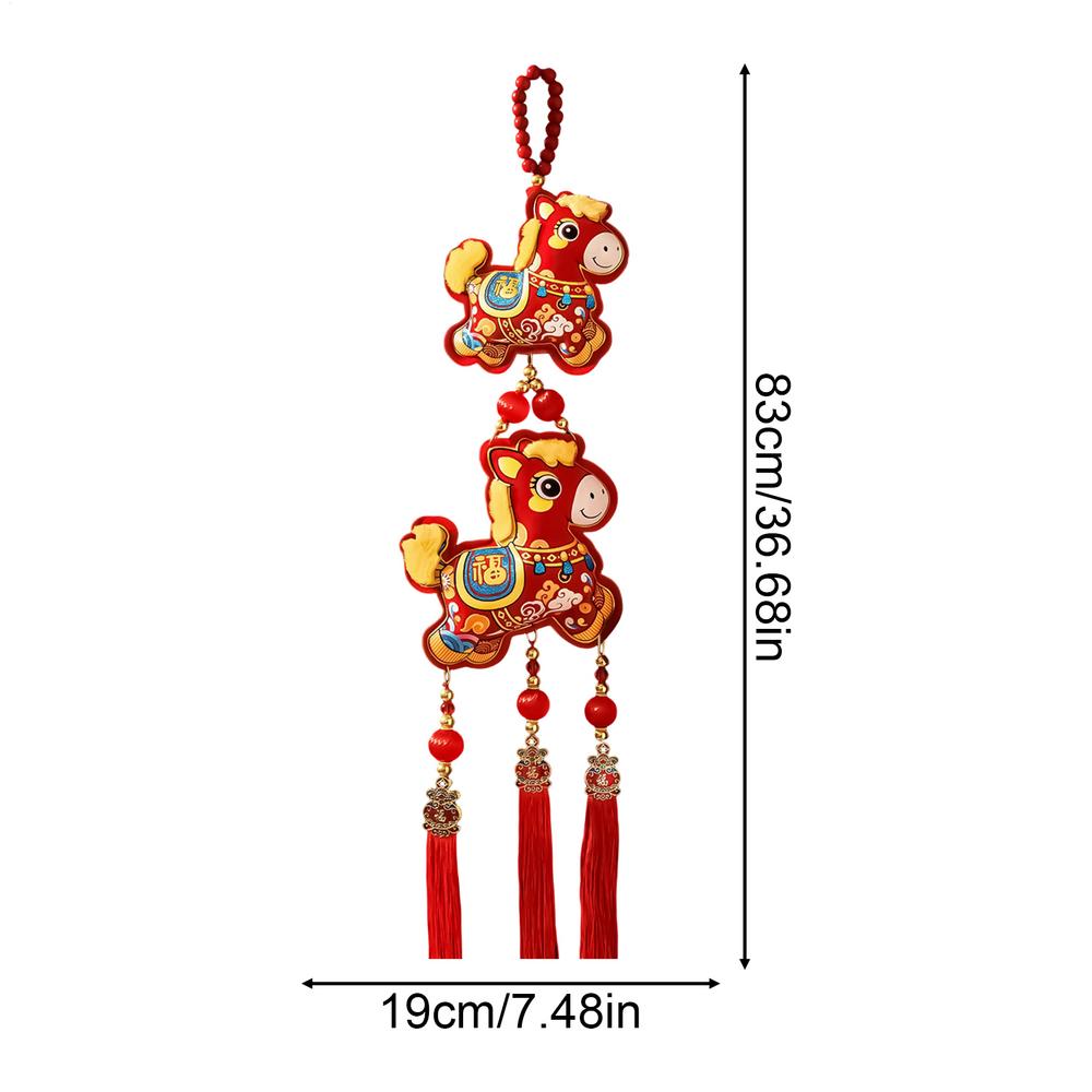 Horse Decorations Good Fortune Ornament with Bell Pendant Embroidery 2026 Chinese New Year Door Decorations for Wealth Success