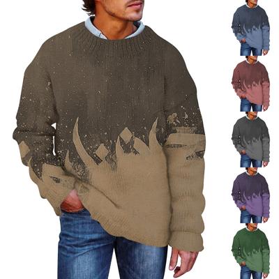 Men's  Print Faux Sweater, Crewneck Sweatshirt, Loose Long-sleeved Top
