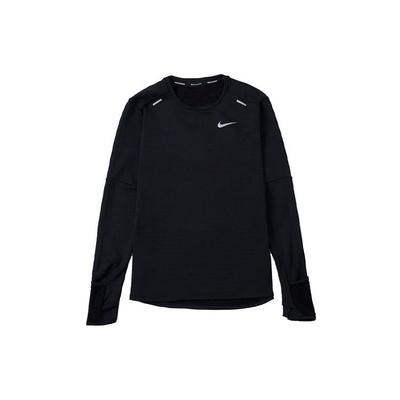 Einfarbiges Slim-Fit-Trainings-T-Shirt mit Rundhalsausschnitt und langen Ärmeln für Herren, Oberteile, Schwarz DD5650-010