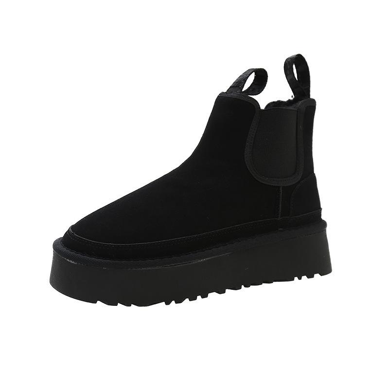 

Large size women s shoes platform women s snow boots women s cigarette tube short boots platform fashion snow boots cotton shoes 35 чёрный
