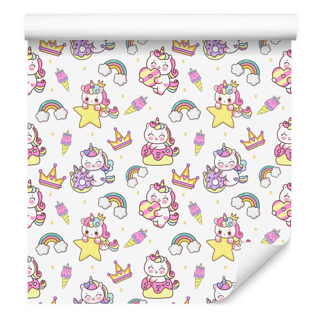 Unicorn Wallpaper White, Light Gray and Cream for Living Room and Bedroom 50x1000