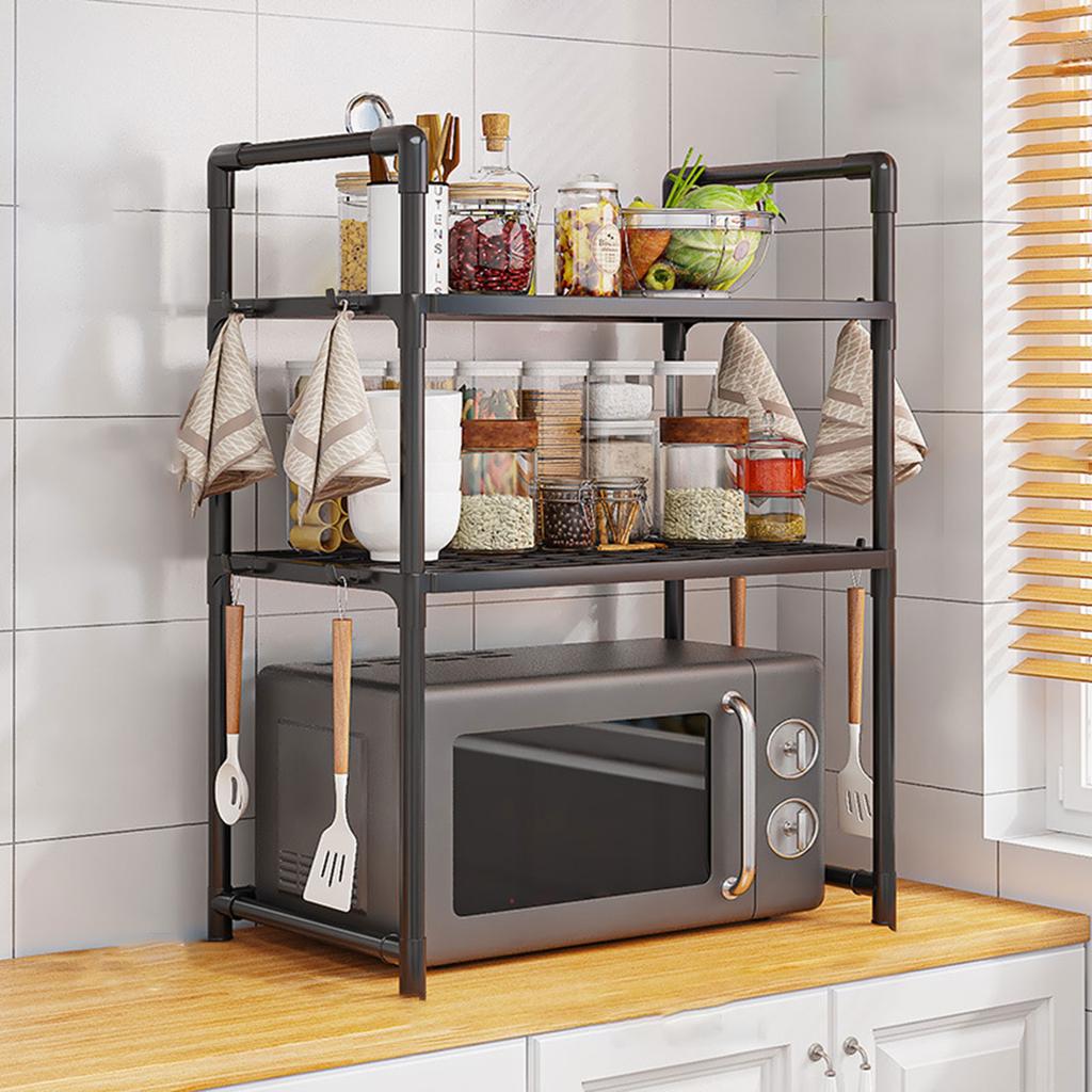 Multifunctional Microwave Rack, 3-Tier Stackable Shelf Organizer, Sturdy Metal for Home Kitchen Office Pantry Storage