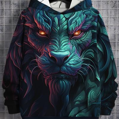 Men's Hoodie 3d Print Animal Tops Tiger Lion Graphics Long Sleeve Hoodie Autumn Fashion Dragon Men's Top Oversized Streetwear