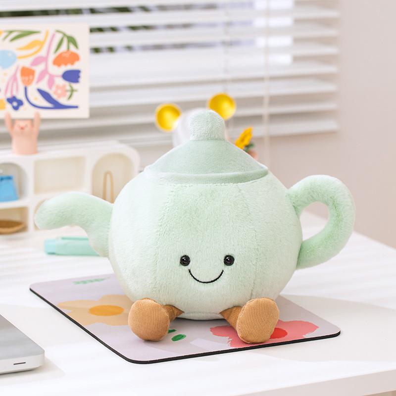 Creative Tea Set Figurines: Fun Dessert Plush Toys & Restaurant Ornaments for Girls