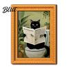 Vintage Style Cat Ornaments Black Wooden Refrigerator Magnet Halloween Theme Decorative Cute Pumpkin Magnet Set Magnetic Decal for Kitchen Cabinets