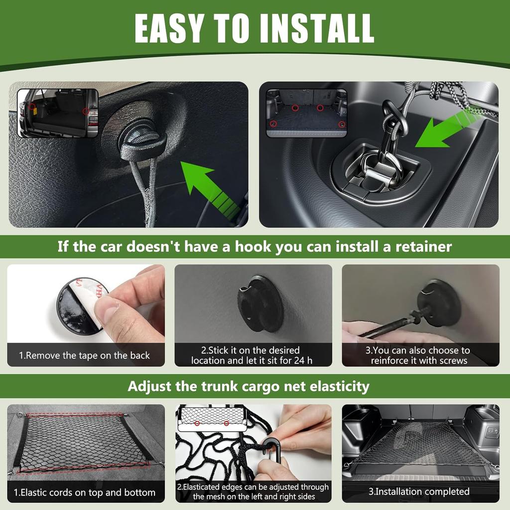 Trunk Cargo Net For 2010-2024 Toyota 4Runner 2 Row Model Only, Trunk Organizer Luggage Mesh Net Anti-Slip Rear Cargo Netting For 4 Runner SUV