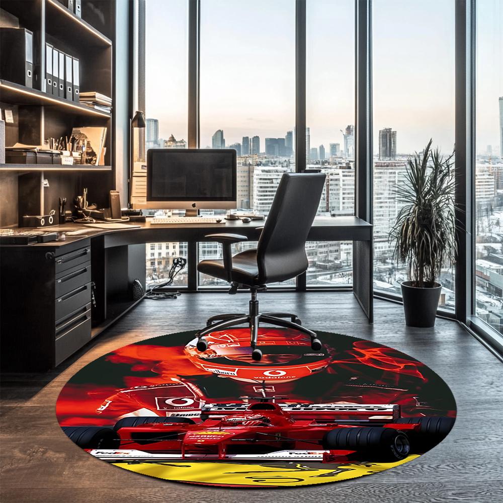 Michael Schumacher Printed Round Rug Carpet Chair Rug Area Rug Entryway Doormats,for Office Chair Living Room Bedroom Kitchen Room.
