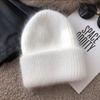 Luxury-inspired Rhinestone-embellished Double-fold Knitted Winter Cold-weather Warm Wool Earflap Hat For Women