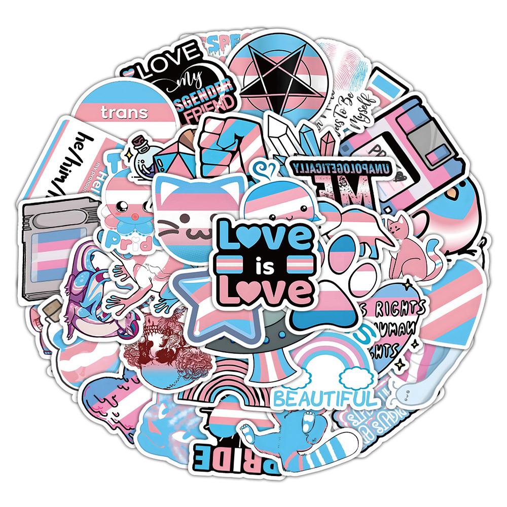 10/30/50 stuks Creatieve Cartoon Transgender Trots Stickers Regenboog Lesbische Biseksuele Decals DIY Telefoon Laptop LGBT Graffiti Sticker