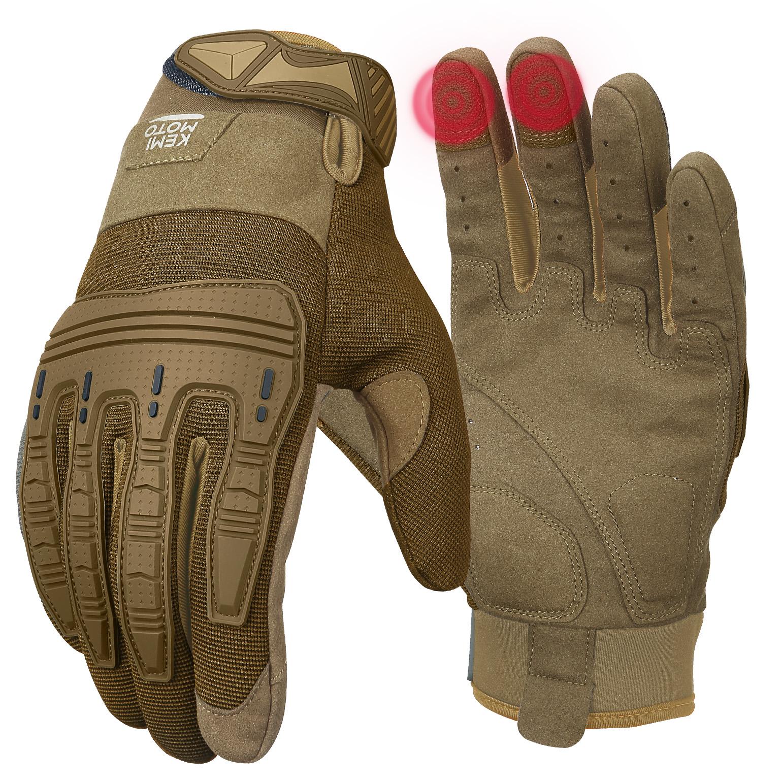 KEMIMOTO Hunting Tactical Gloves For Men Motorcycle Climbing With Rubber Guard Touchscreen Gloves For Outdoor Work Sports M коричневый