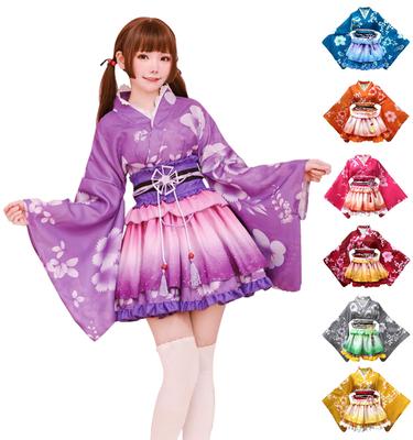 Kostým na cosplay JIURUN Japonský štýl Mini Lolita Dlhý Gotický Mori Nadmerná veľkosť Cosplay Halloweensky Kostýmový Set Set, Yukata, Sukňa, Kimono, Šaty, Rukávy,
