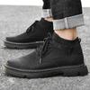 Fashion Outdoor Leather Men Shoes Ankle Boots Autumn Winter Elevator Shoes Non-slip Casual Hiking Travel Shoes Daily Optional Warm Plush