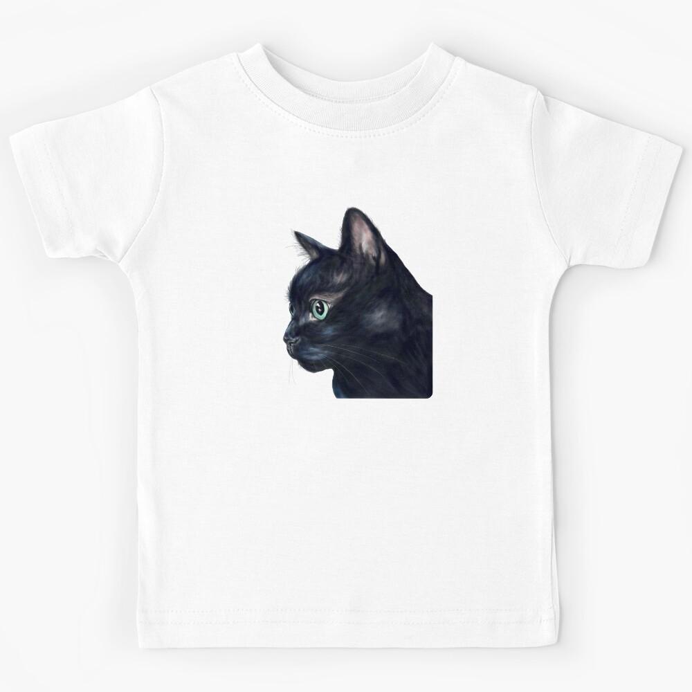 Black cat digital painting Kids T-Shirt 130