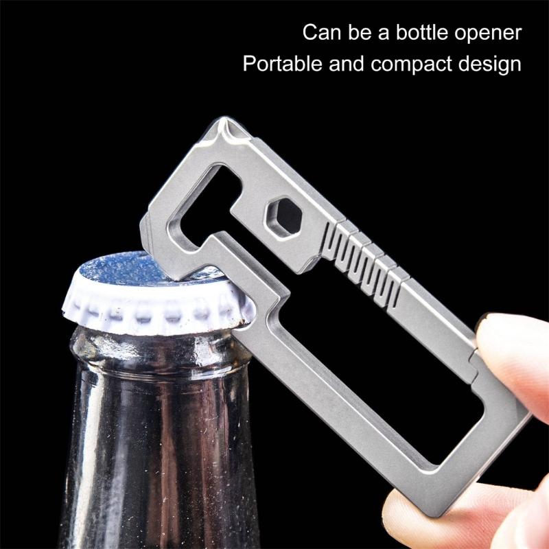Titaniums Alloy Key Holder Outdoor Tool Key Holder with Bottle Opener Screwdriver Outdoor Keychain Multitool Enduring