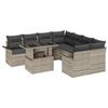 VidaXL Ensemble de Canapé de Jardin 9 Pièces avec Coussins Gris Clair Poly Rattan 3356995