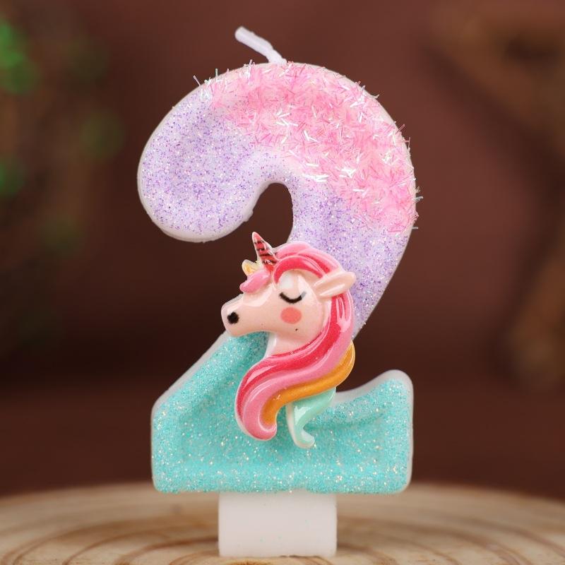 Creative Unicorn Number Candle Birthday Cake Decoration Plug-in First Birthday Party Handmade Candle 09