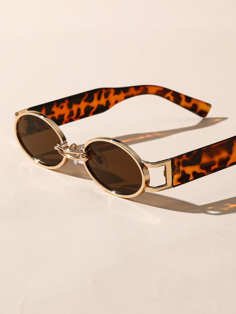 New Retro Metal Frame Elliptical Frame Trendy Street Photo Sunglasses for Men and Women's Outdoor Travel Sunshades UV400