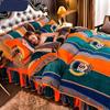 King Size/Queen Size/Twin Size Winter Milk Fleece Bed Skirt Quilt Cover Pillowcase Four-piece Set Thickening Warm Simple Bedding High Quality