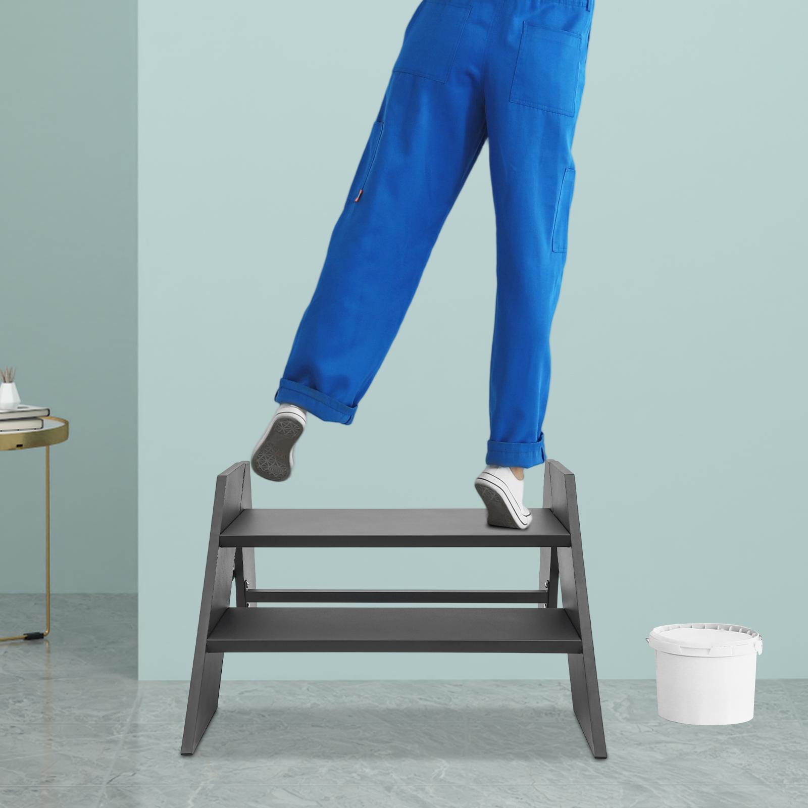 Двухступенчатая складная стремянка из углеродистой стали, 68,5*66*42 см, черная, подставка для ног для автодомов, бассейнов