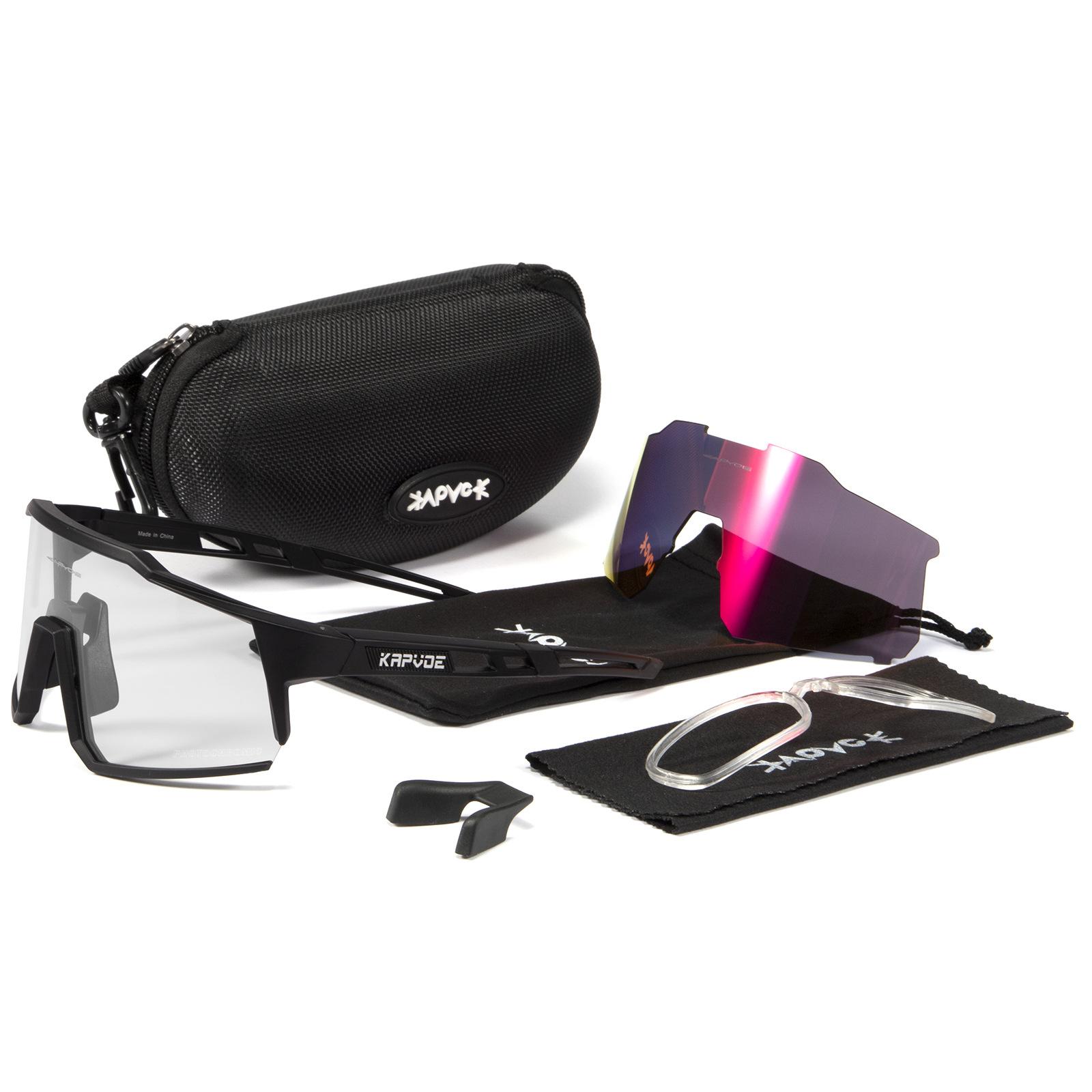 

KAPVOE New outdoor sports sunglasses, mountain bike colorful windproof goggles, cycling photochromic glasses with dual lenses TK9022-PH-2L-01