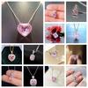 Colares Femininos Estéticos com Zircônia Cristal Rosa Acessórios Românticos para Casamento Delicados Presentes de Joias de Noivado para Mulheres