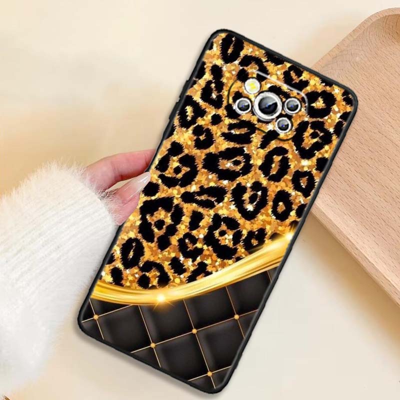 Luxurious leopard print pattern Phone Case For Xiaomi Mi Poco F3 F4 F5 F6 X3 X4 X5 X6 X7 M3 M4 M5 M6 M7 GT Pro 5G Black