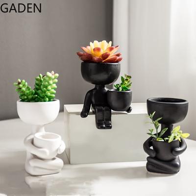 Nordischer Sukkulenten-Pflanztopf Kreative Keramikornamente Haushalt Trockenblumenhandwerk Imitation Kleine Person Topfbehälter