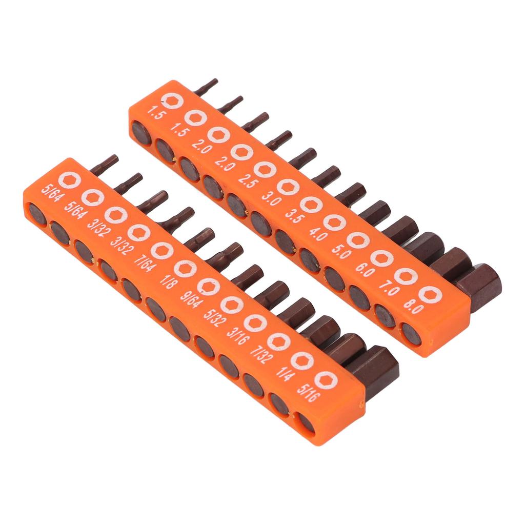 24 Pcs Hex Head Drill Bit Set 1/4 Inch Hex Shank S2 Alloy Steel Metric and SAE Hex Bit Set for Indus