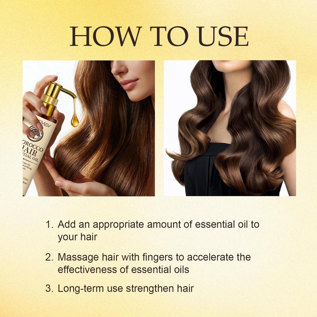 Morocco Hair Essential Oil-Nourish And Promote Hair Growth-Smoothing Hair-Split End Care-Suitable For All Hair Types, 120ml