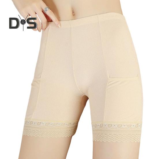 

Женские защитные брюки, высокоэластичные, однотонные, бесшовные, кружевные, с защитой от воздействия окружающей среды, с высокой талией, облегающие, быстросохнущие, мини-юбка, внутренние шорты, шорты для йоги M бежевый