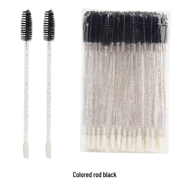 50-Piece Pack: Disposable Eyelash & Lip Brushes with Crystal Rod