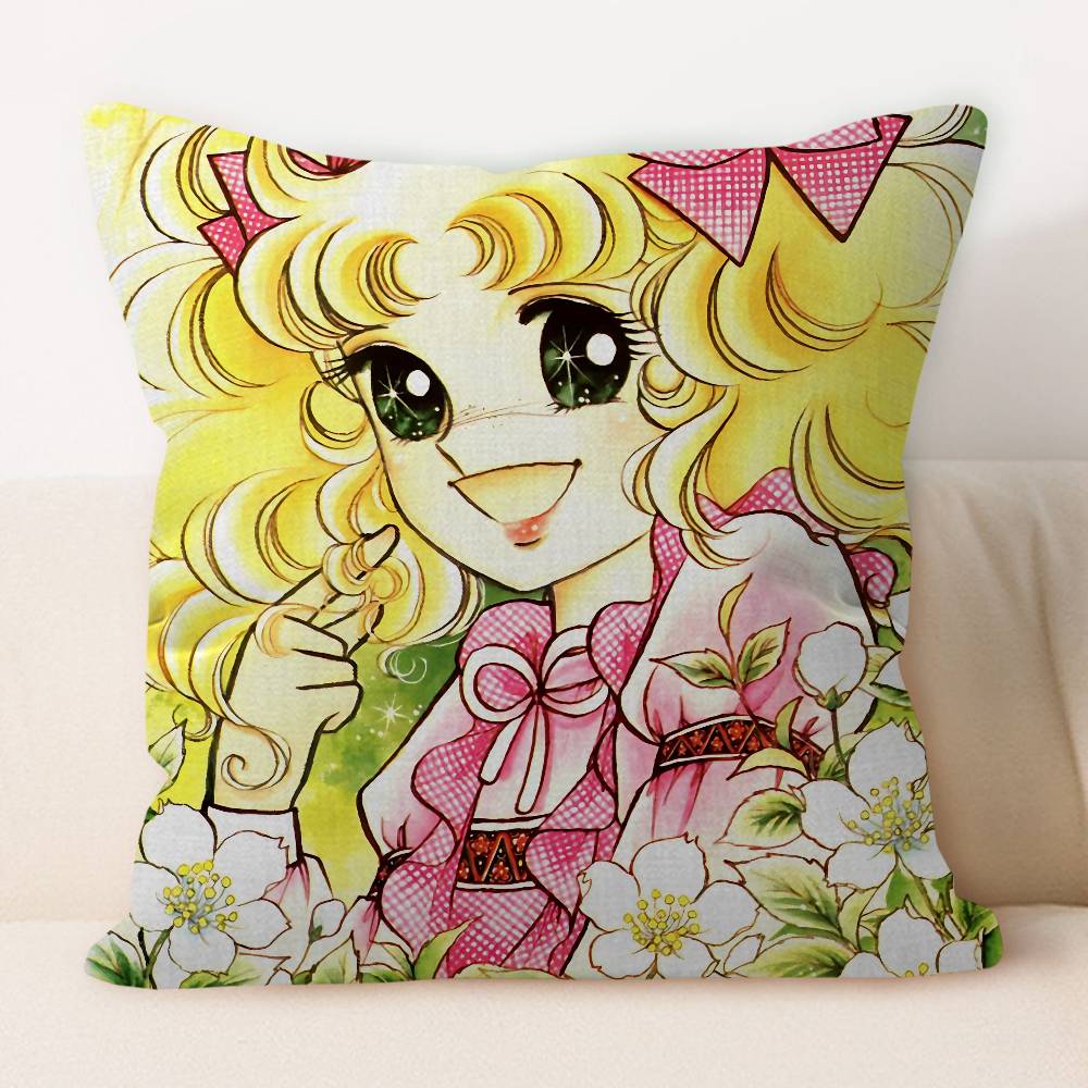 Manga Candy Cartoon Pillow Covers Cartoon Sofa Decorative Home Double-sided Printing Short Plush Cute Cushion Cover