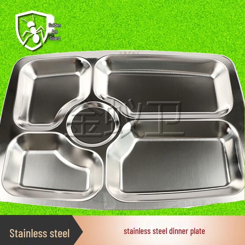 Stainless Steel Five-Compartment Divided Dinner Plate