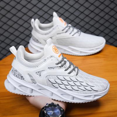 New Scale Men's Shoes Lace Up Breathable Flyknit Running Shoes Fashion Casual Trendy Match Sneaker