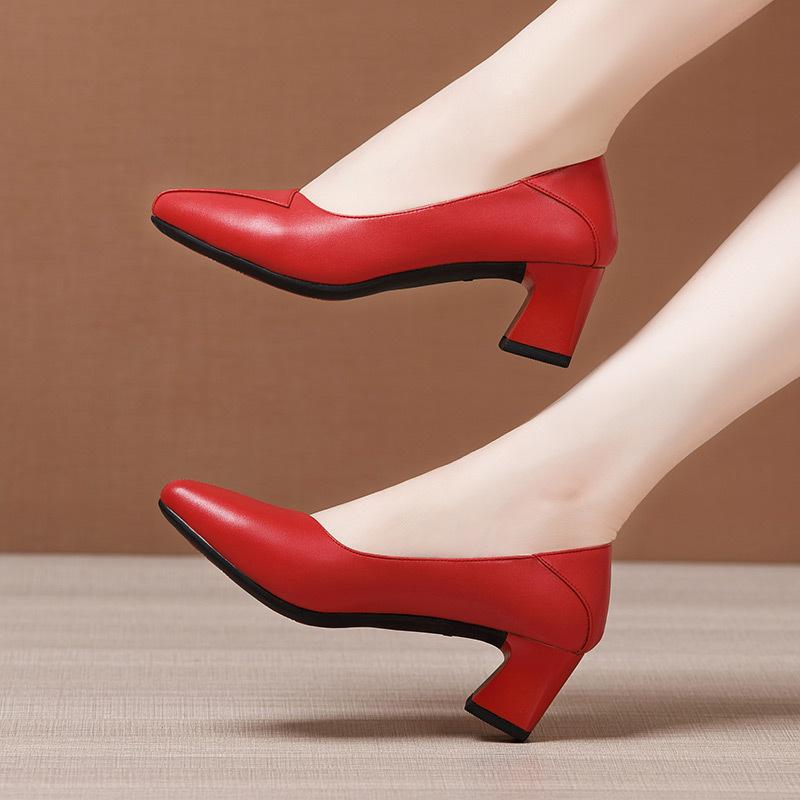 Dámské boty na vysokém podpatku 5,5 cm Kožené špičaté lodičky Módní pohodlné pracovní boty Dámské svatební boty Zapato Mujer