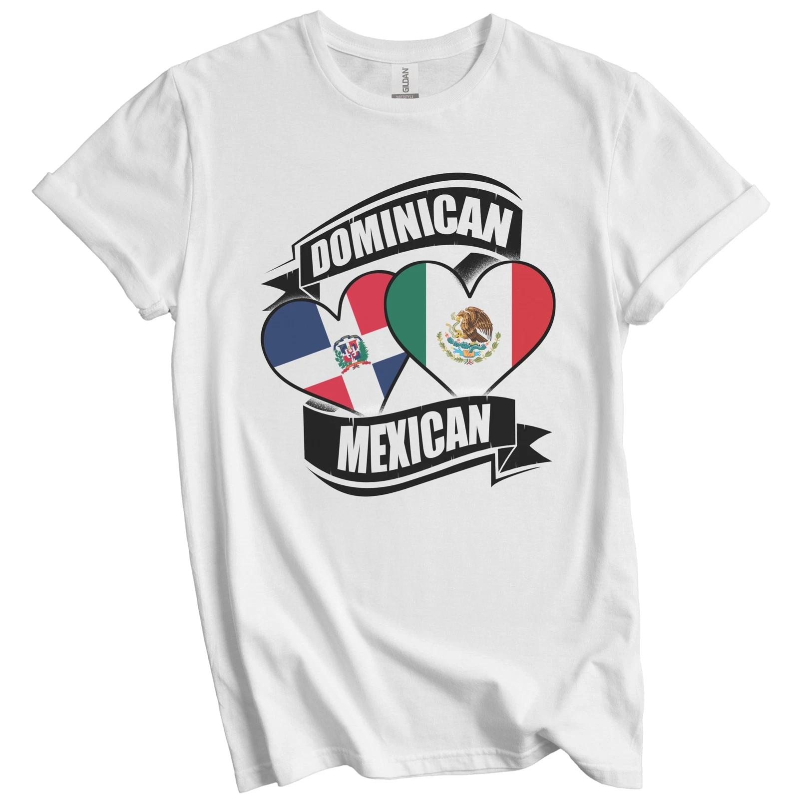 Dominican Mexican Hearts Dominican Republic Mexico Flags T-Shirt 3XL