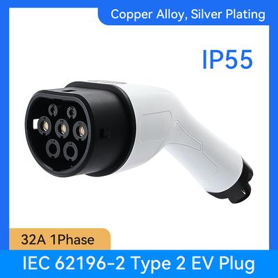 32A Type 2 EV Charger Plug 1Phase 7KW IEC 62196 Socket Electric Car Charging Gun Head Copper Alloy Silver Plating IP55